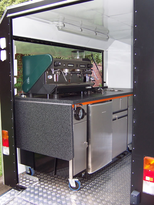 The Coffee Cure - Our Mobile Coffee Cart wheels straight down the ramp into any indoor function, perfect for that professional coffee cart look - Servicing Melbourne Metro, CBD, Mornington Peninsula, Frankston, Geelong and most of Victoria